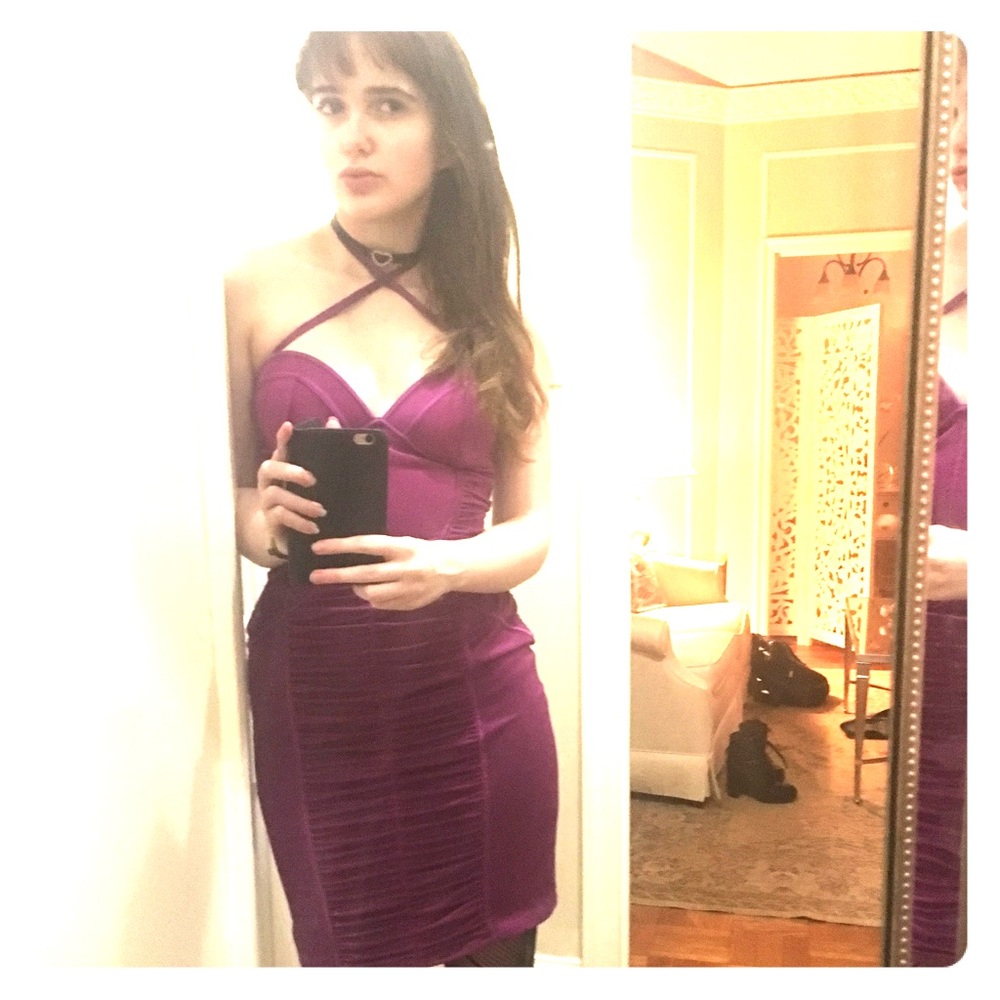Corset/bustier orchid mini cocktail dress - bebe